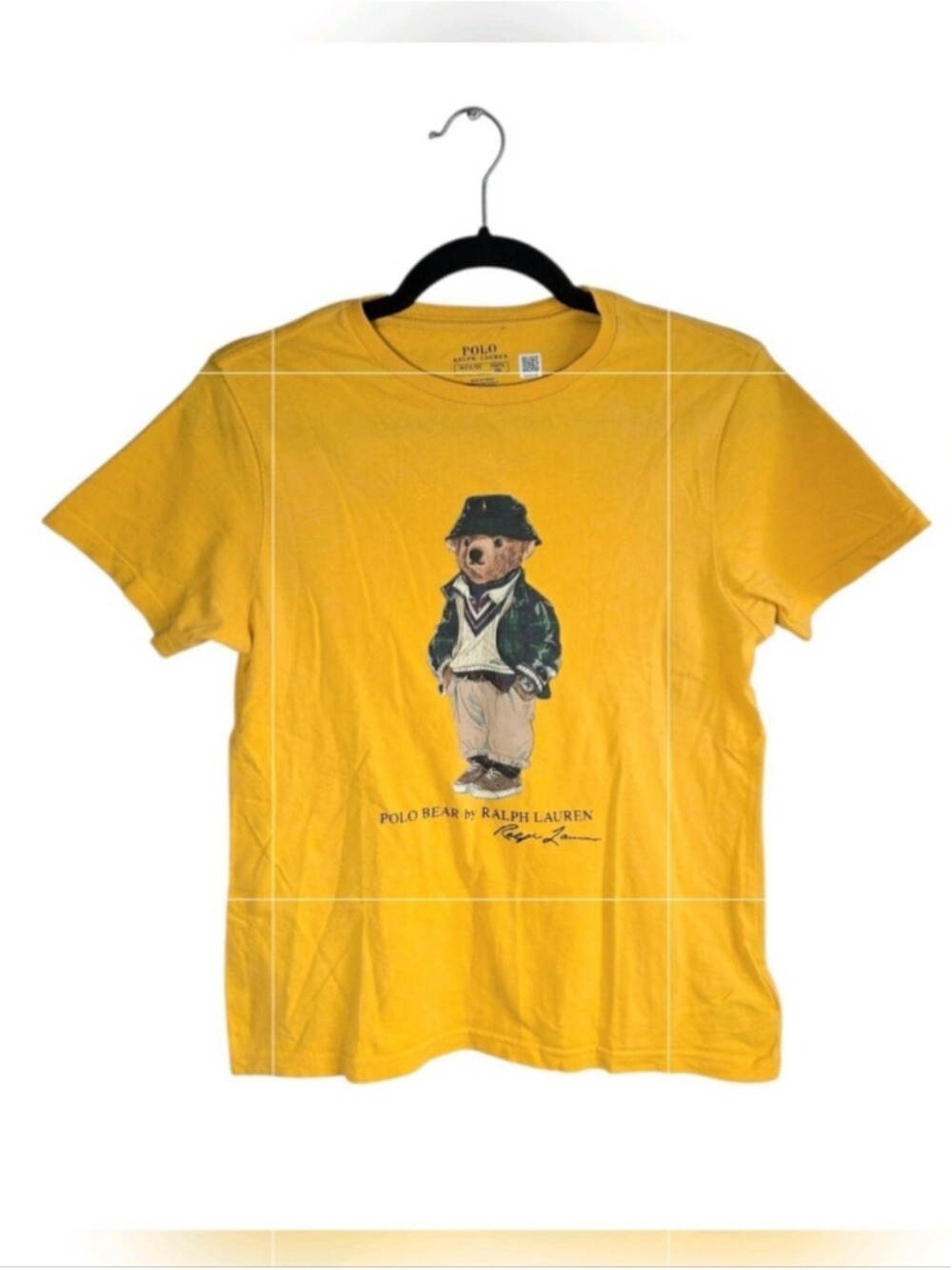 Polo Ralph Lauren Kids Yellow Polo Bear Graphic T Shirt Size M 10-12 Cotton Tee